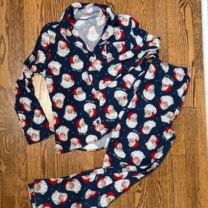 Old Navy Women's Pajama Set - Navy and Red Santa Print